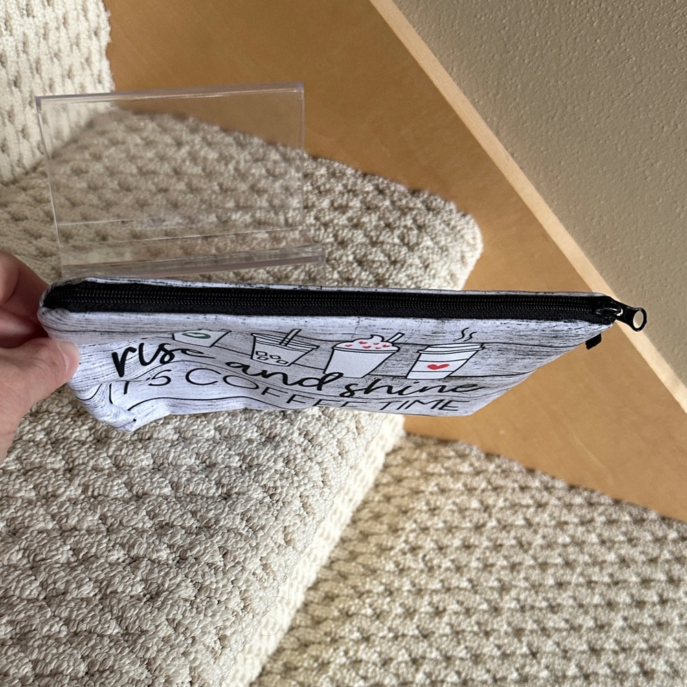 Source Unknown Gray Coffee Time Cosmetic Bag - image 4